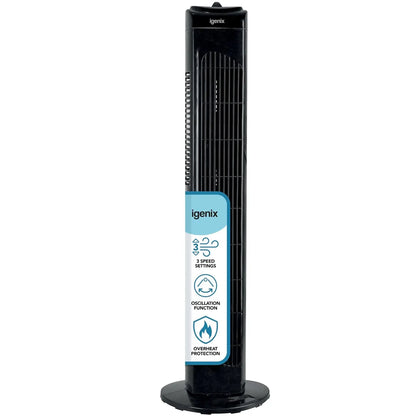 Igenix DF0030BL Black (3 Speeds) 30 Inch Oscillating Tower Fan image 0