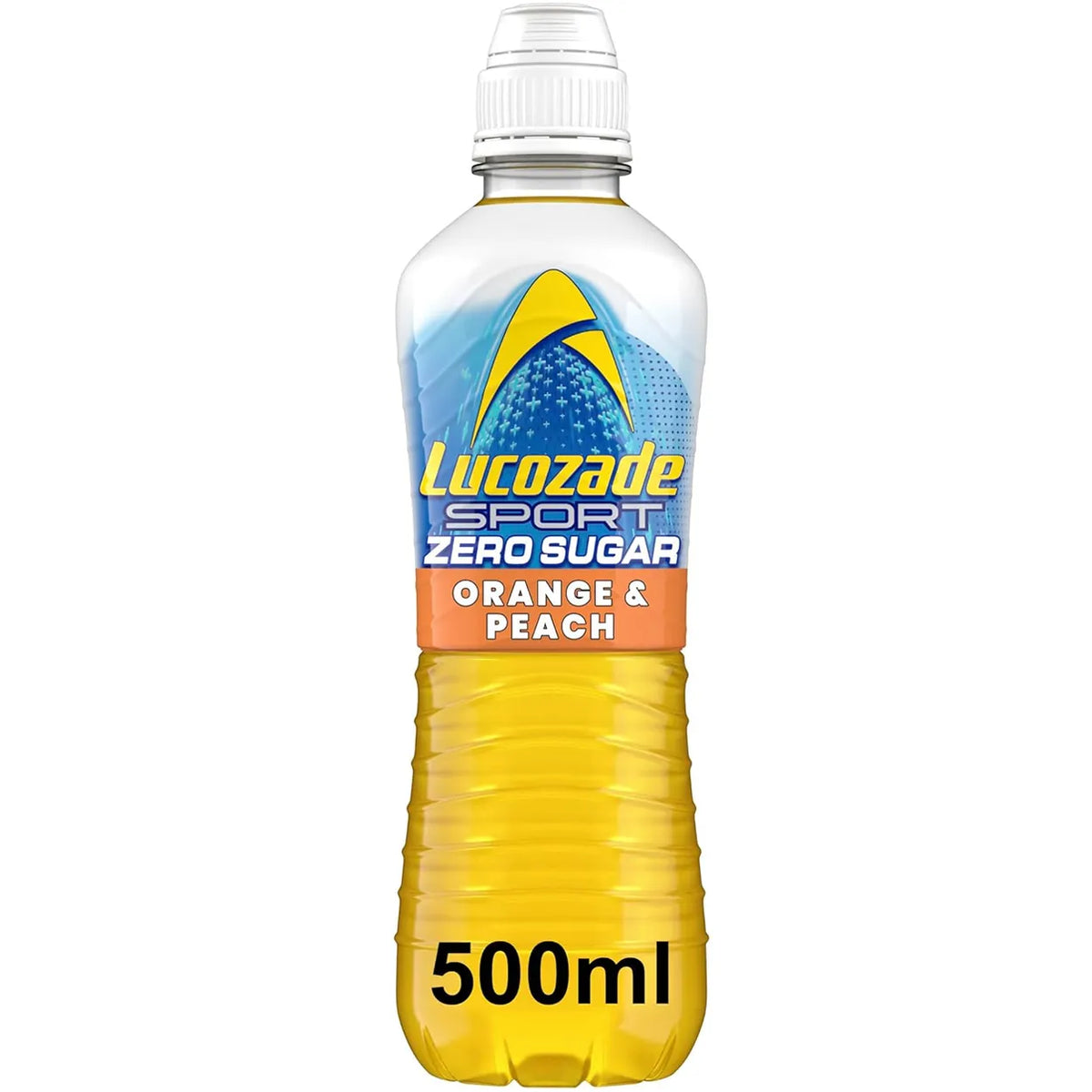 Lucozade (Orange & Peach) Zero Sugar SportsCap Energy Drink 12 x 500ml image 1