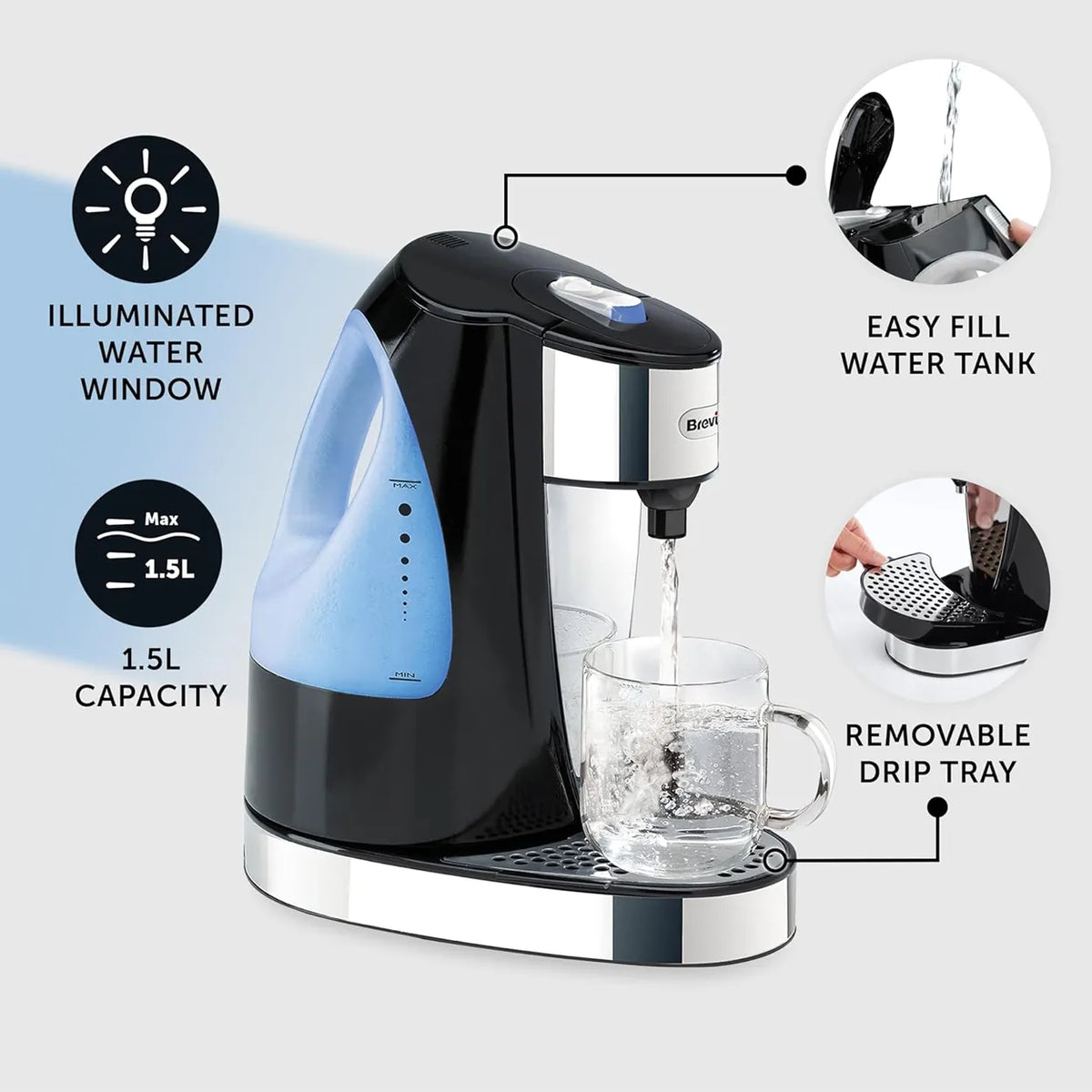 Breville (Black) VKJ142 HotCup Water Dispenser 3kW Fast Boil in Seconds image 2