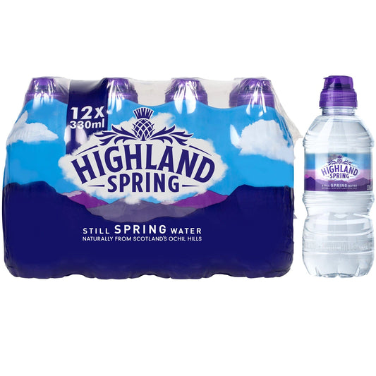 Highland Spring Still Spring Water (Sports cap), 12 x 330ml image 0