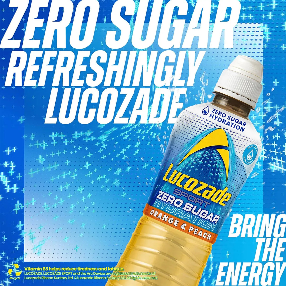 Lucozade (Orange & Peach) Zero Sugar SportsCap Energy Drink 12 x 500ml image 4